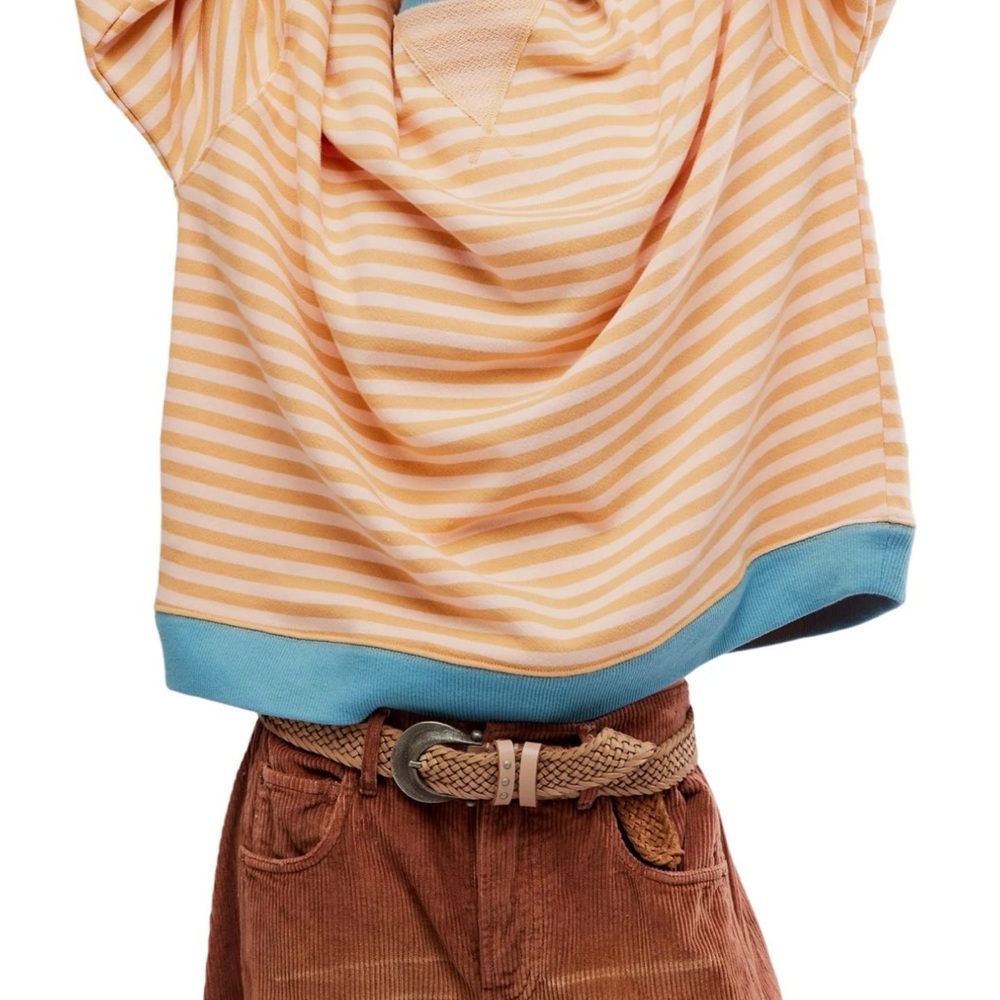 Free people We The Free Peach and Teal Striped Sweater - Picture 6 of 13